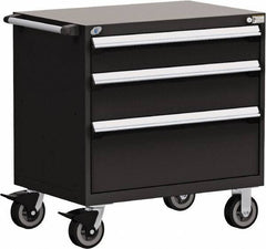 Rousseau Metal - 5 Drawer Steel Tool Roller Cabinet - 36" Wide x 37-1/2" High x 18" Deep, Ball Bearing Drawer Slides, Black - USA Tool & Supply