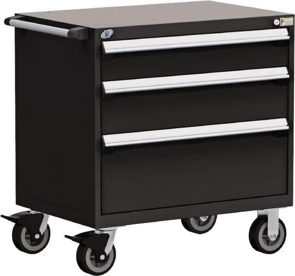 Rousseau Metal - 5 Drawer Steel Tool Roller Cabinet - 30" Wide x 37-1/2" High x 27" Deep, Ball Bearing Drawer Slides, Black - USA Tool & Supply