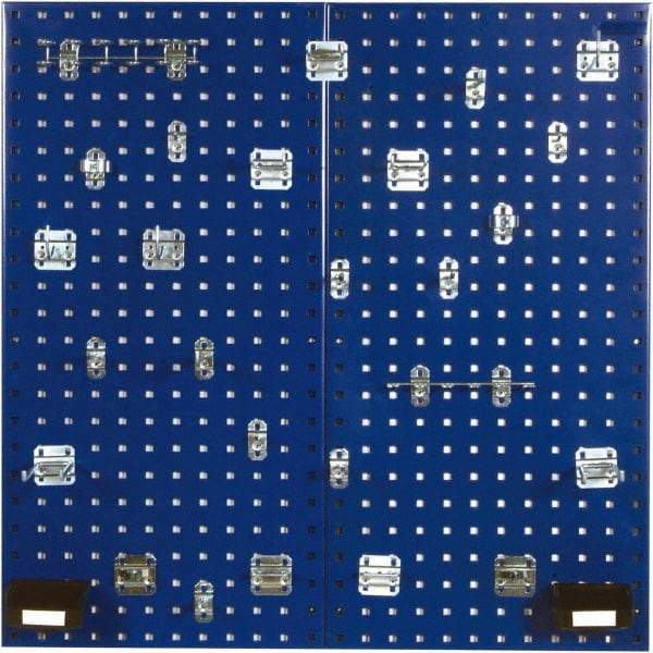 Triton - 18" Wide x 36" High Peg Board Kit - 2 Panels, 28 Hooks, Steel with Epoxy Coating, Blue - USA Tool & Supply