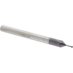 Accupro - 1/32" Diam, 0.027" LOC, 2 Flute Solid Carbide Ball End Mill - nACo Finish, Single End, 1-1/2" OAL, 1/8" Shank Diam, Undercutting - USA Tool & Supply