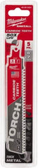 Milwaukee Tool - 6" Long x 1" Thick, Carbide Reciprocating Saw Blade - Straight Profile, 7 TPI, Toothed Edge, Universal Shank - USA Tool & Supply