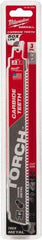 Milwaukee Tool - 9" Long x 1" Thick, Carbide Reciprocating Saw Blade - Straight Profile, 7 TPI, Toothed Edge, Universal Shank - USA Tool & Supply