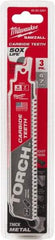 Milwaukee Tool - 6" Long x 1" Thick, Carbide Reciprocating Saw Blade - Straight Profile, 7 TPI, Toothed Edge, Universal Shank - USA Tool & Supply