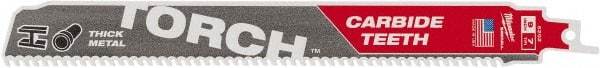 Milwaukee Tool - 9" Long x 1" Thick, Carbide Reciprocating Saw Blade - Straight Profile, 7 TPI, Toothed Edge, Universal Shank - USA Tool & Supply