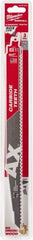 Milwaukee Tool - 12" Long x 1" Thick, Carbide Reciprocating Saw Blade - Tapered Profile, 7 TPI, Toothed Edge, Universal Shank - USA Tool & Supply