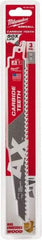 Milwaukee Tool - 9" Long x 1" Thick, Carbide Reciprocating Saw Blade - Tapered Profile, 6 TPI, Toothed Edge, Universal Shank - USA Tool & Supply