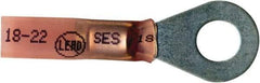 Made in USA - 22-18 AWG Partially Insulated Solder Connection Closed Eyelet Ring Terminal - 1/4" Stud, 1-1/2" OAL x 0.55" Wide, Tin Plated Copper Contact - USA Tool & Supply