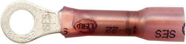 Made in USA - 22-18 AWG Partially Insulated Crimp & Solder Connection Closed Eyelet Ring Terminal - #10 Stud, 1-1/2" OAL x 0.35" Wide, Tin Plated Copper Contact - USA Tool & Supply