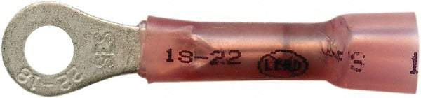 Made in USA - 22-18 AWG Partially Insulated Crimp & Solder Connection Closed Eyelet Ring Terminal - #8 Stud, 1-1/2" OAL x 0.35" Wide, Tin Plated Copper Contact - USA Tool & Supply