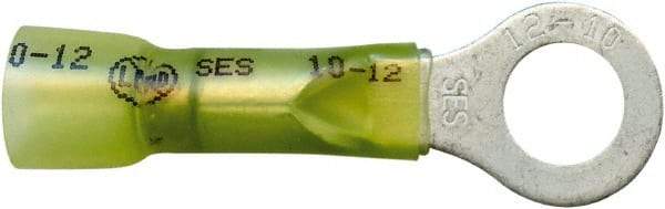 Made in USA - 12-10 AWG Partially Insulated Crimp & Solder Connection Closed Eyelet Ring Terminal - 5/16" Stud, 1-1/2" OAL x 0.56" Wide, Tin Plated Copper Contact - USA Tool & Supply