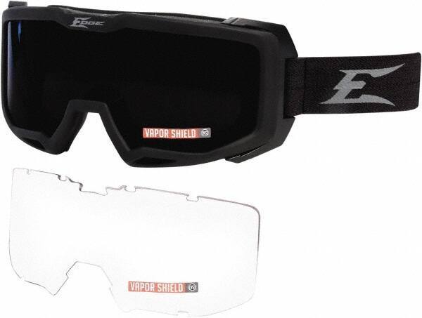 Edge Eyewear - Size Universal, Clear/Gray Polycarbonate Anti-Fog Lens, Safety Goggles - Indirect Vent, Black Nylon Frame - USA Tool & Supply