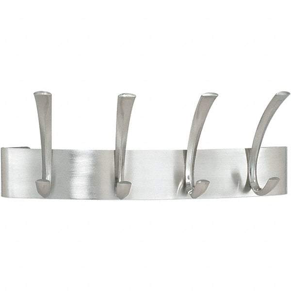 Safco - 4 Hooks, 14-1/4" Long x 4-1/2" Deep, Steel Wall/Door Hat/Coat Hook - 5-1/4" High - USA Tool & Supply