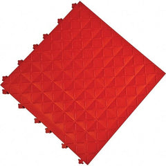 Ergo Advantage - 18" Long x 18" Wide x 1" Thick, Anti-Fatigue Modular Matting Anti-Fatigue Flooring - 2 Interlocking Sides, Red, For Dry Areas - USA Tool & Supply