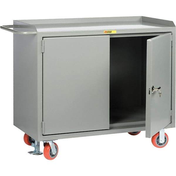 Little Giant - 3,600 Lb Capacity, 2 Door Mobile Service Bench - 41" Wide x 24" Deep x 43" High, Steel, Gray - USA Tool & Supply