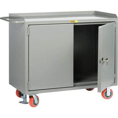 Little Giant - 3,600 Lb Capacity, 2 Door Mobile Service Bench - 41" Wide x 24" Deep x 43" High, Steel, Gray - USA Tool & Supply