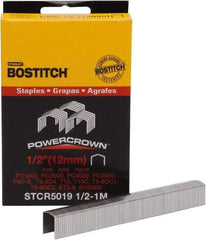 Stanley Bostitch - 1/2" Long x 7/16" Wide, 24 Gauge Crowned Construction Staple - Steel, Chisel Point - USA Tool & Supply