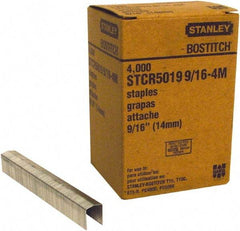 Stanley Bostitch - 9/16" Long x 7/16" Wide, 18 Gauge Crowned Construction Staple - Steel, Chisel Point - USA Tool & Supply