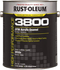 Rust-Oleum - 1 Gal White Gloss Finish Acrylic Enamel Paint - 150 to 270 Sq Ft per Gal, Interior/Exterior, Direct to Metal - USA Tool & Supply