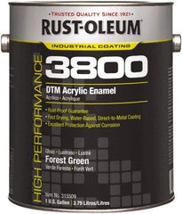 Rust-Oleum - 1 Gal Forest Green Gloss Finish Acrylic Enamel Paint - 150 to 270 Sq Ft per Gal, Interior/Exterior, Direct to Metal - USA Tool & Supply