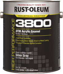 Rust-Oleum - 1 Gal Silver Gray Gloss Finish Acrylic Enamel Paint - 150 to 270 Sq Ft per Gal, Interior/Exterior, Direct to Metal - USA Tool & Supply