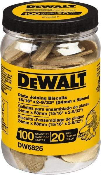 DeWALT - Size 20 Biscuits - 100 Pieces, Tube - USA Tool & Supply