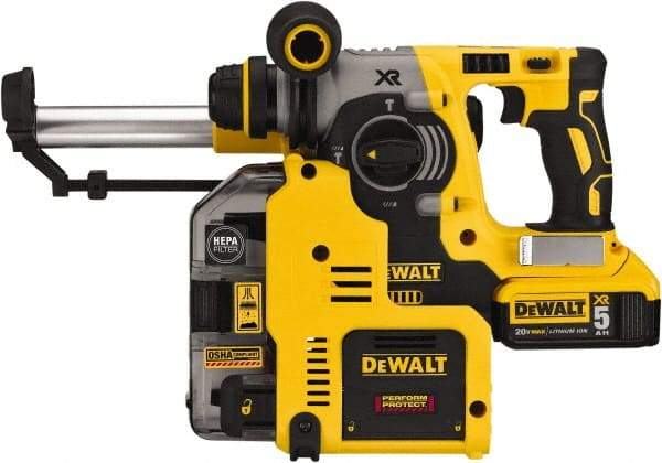 DeWALT - 20 Volt 1" Keyless Chuck Cordless Rotary Hammer - 0 to 4,600 BPM, 0 to 1,100 RPM, Reversible - USA Tool & Supply