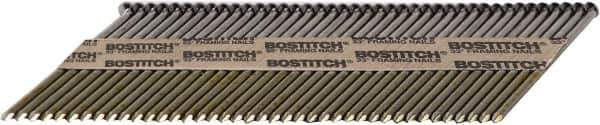 Stanley Bostitch - 11 Gauge 0.12" Shank Diam 3" Long Framing Nails for Power Nailers - Steel, Bright Finish, Smooth Shank, Angled Stick Paper Tape Collation, Round Head - USA Tool & Supply