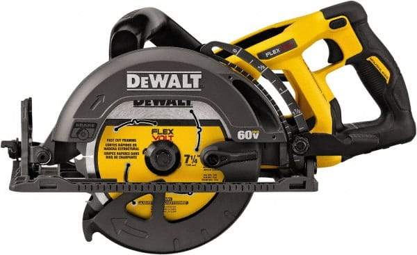 DeWALT - 60 Volt, 7-1/4" Blade, Cordless Circular Saw - 5,800 RPM, Lithium-Ion Batteries Not Included - USA Tool & Supply