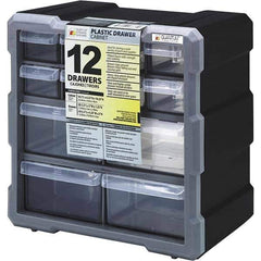 Quantum Storage - 12 Drawer, Small Parts Drawer Cabinet System - 10-1/2" Deep x 6-1/4" Wide x 10-1/4" High - USA Tool & Supply