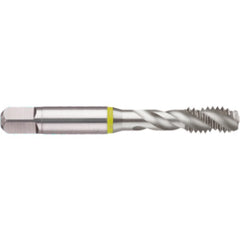 ‎12-28 3 Flute 2B Cobalt Spiral Flute Semi-Bott Yellow Ring Tap-Bright Finish - USA Tool & Supply
