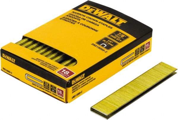 DeWALT - 7/8" Long x 1/4" Wide, 18 Gauge Crowned Construction Staple - Steel, Copper Finish, Chisel Point - USA Tool & Supply