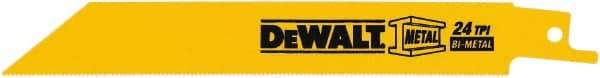 DeWALT - 4" Long x 3/4" Thick, Bi-Metal Reciprocating Saw Blade - Straight Profile, 24 TPI, Toothed Edge, Tang Shank - USA Tool & Supply