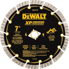 DeWALT - 7" Diam, 5/8" Arbor Hole Diam, 14 Tooth Wet & Dry Cut Saw Blade - Diamond Matrix, Fast Cutting Action, Standard Round Arbor - USA Tool & Supply