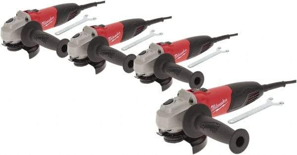 Milwaukee Tool - 4-1/2" Wheel Diam, 11,000 RPM, Corded Angle & Disc Grinder - 5/8-11 Spindle, 120 Volts, 7 Amps, Front Exhaust - USA Tool & Supply