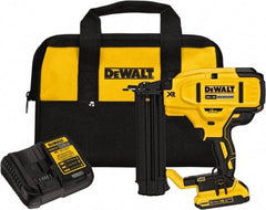 DeWALT - Cordless Brad Nailer Kit - 18 Gauge Nail Diam, 5/8 to 2-1/8" Long Nail, Includes DCB203 2Ah Battery, Carry Bag & Charger - USA Tool & Supply