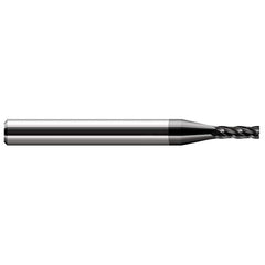 Square End Mill: 7/64'' Dia, 21/64'' LOC, 1/8'' Shank Dia, 1-1/2'' OAL, 4 Flutes, Solid Carbide Single End, Amorphous Diamond Finish, 30 ° Helix, Centercutting, RH Cut, RH Flute