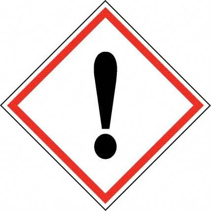 NMC - Hazardous Materials Label, Header: Harmful Irritant Warning - Legend: GHS - Graphic, English, Black & Red, 2" Long x 2" High, No Coating - USA Tool & Supply