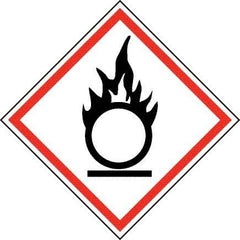 NMC - Hazardous Materials Label, Header: Oxidizer Warning - Legend: GHS - Graphic, English, Black & Red, 2" Long x 2" High, No Coating - USA Tool & Supply