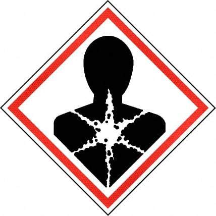NMC - Hazardous Materials Label, Header: Health Hazard - Legend: GHS - Graphic, English, Black & Red, 2" Long x 2" High, No Coating - USA Tool & Supply