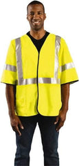 OccuNomix - Size M Flame Resistant/Retardant Yellow Solid General Purpose Vest - 36 to 38" Chest, ANSI 107-2015, ASTM F1506, ATPV=7.1 cal/Sq cm, NFPA 70E/HRC=1, Hook & Loop Closure, 1 Pocket, Polyester Blend - USA Tool & Supply