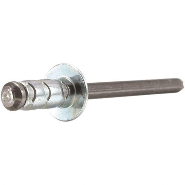 STANLEY Engineered Fastening - Size 6 Dome Head Aluminum Multi Grip Blind Rivet - Aluminum Mandrel, 0.063" to 1/4" Grip, 3/16" Head Diam, 0.192" to 0.205" Hole Diam, 0.116" Body Diam - USA Tool & Supply