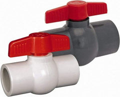 Hayward - 1" Pipe, Full Port, PVC Miniature Ball Valve - Inline - One Way Flow, Socket Ends, Tee Handle, 150 WOG - USA Tool & Supply