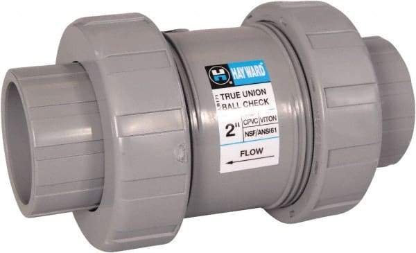Hayward - 1-1/4" Pipe, CPVC True Union Design Ball Valve - Inline - One Way Flow, Socket x Thread Ends, 235 WOG - USA Tool & Supply