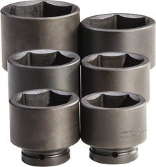 Proto - 6 Piece 1" Drive Full Polish Finish Impact Socket Set - 6 Points, 2-9/16" to 3-7/8" Range, Inch Measurement Standard - USA Tool & Supply