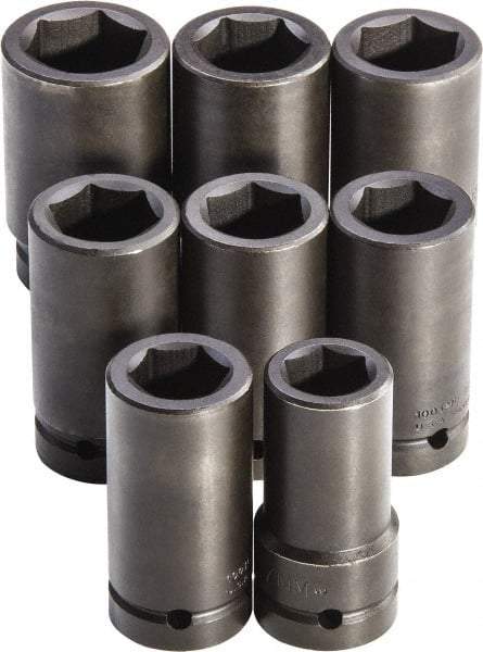Proto - 8 Piece 1" Drive Full Polish Finish Deep Well Impact Socket Set - 6 Points, 27mm to 41mm Range, Metric Measurement Standard - USA Tool & Supply