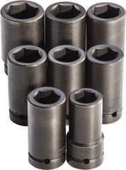 Proto - 8 Piece 1" Drive Full Polish Finish Deep Well Impact Socket Set - 6 Points, 27mm to 41mm Range, Metric Measurement Standard - USA Tool & Supply