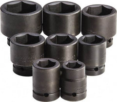 Proto - 8 Piece 1" Drive Full Polish Finish Deep Well Impact Socket Set - 6 Points, 1-1/16" to 2-3/8" Range, Inch Measurement Standard - USA Tool & Supply