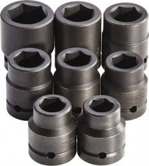 Proto - 8 Piece 1" Drive Full Polish Finish Deep Well Impact Socket Set - 6 Points, 7/8" to 1-1/2" Range, Inch Measurement Standard - USA Tool & Supply