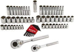 Proto - 63 Piece 1/4 & 3/8" Drive Standard Deep Socket Set - 6 & 12 Points, 1/4 to 3/4", 5 to 18mm, Inch/Metric Measurement Standard - USA Tool & Supply
