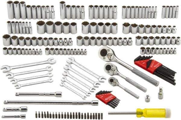 Proto - 148 Piece 1/4, 3/8 & 1/2" Drive Standard Deep Socket Set - 6 & 12 Points, 1/4 to 1-1/8", Inch Measurement Standard - USA Tool & Supply